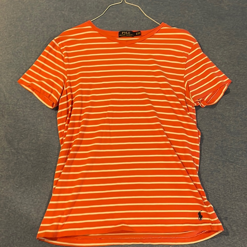 Polo pink & white stripe tee